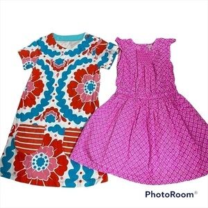 3T Dress Bundle Carter’s Pink Diamond Print Blue Red Floral  Kids Girls